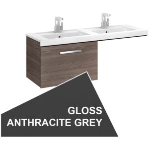 Roca Prisma 1 Drawer Wall Basin Unit 59cm LH Anthracite Grey