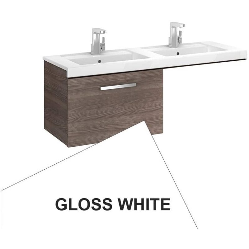 Roca Prisma 1 Drawer Wall Basin Unit 59cm LH Gloss White