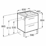Roca Prisma Wall Hung 2 Drawer Basin Unit 60cm White & Ash