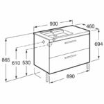 Roca Prisma Wall Hung 2 Drawer Basin Unit 90cm White & Ash