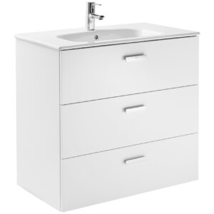 Roca Victoria Basic 800mm Base Unit & Square Basin Gloss White