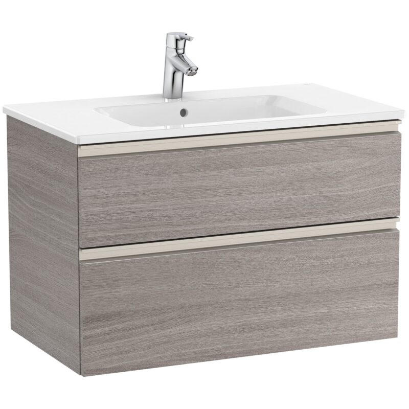 Roca The Gap 800mm 2 Drawer City Oak Base Unit & Basin Roca The Gap 800mm 2 Drawer City Oak Base Unit & Basin
