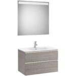 Roca The Gap 800mm 2 Drawer City Oak Base Unit, Basin & LED Mirror