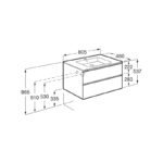Roca The Gap 800mm 2 Drawer City Oak Base Unit & Basin