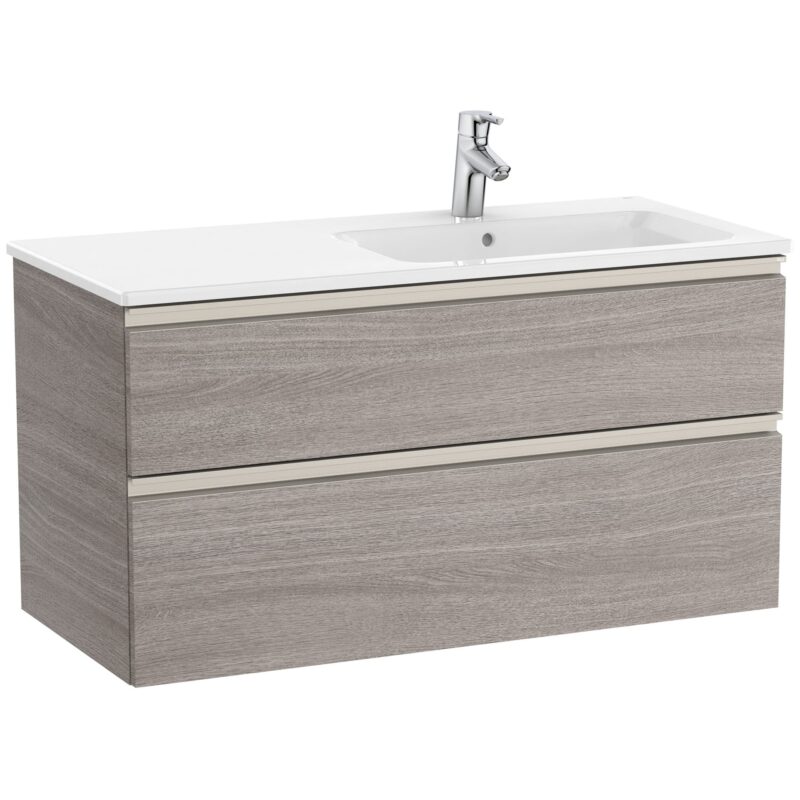 Roca The Gap 1000mm 2 Drawer City Oak Base Unit & Right Hand Basin