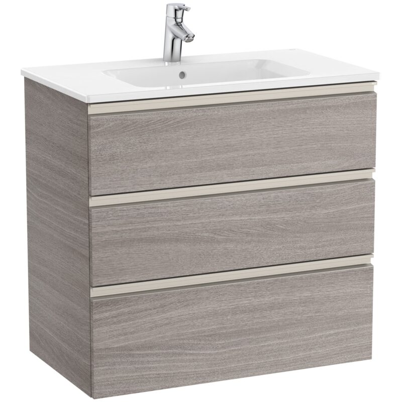 Roca The Gap 800mm 3 Drawer City Oak Base Unit & Basin Roca The Gap 800mm 3 Drawer City Oak Base Unit & Basin