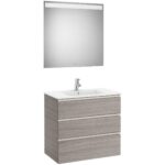 Roca The Gap 800mm 3 Drawer City Oak Base Unit, Basin & LED Mirror