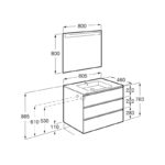 Roca The Gap 800mm 3 Drawer City Oak Base Unit, Basin & LED Mirror