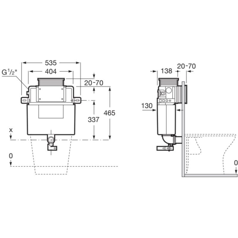 Roca Basic Tank L 820mm Concealed Cistern