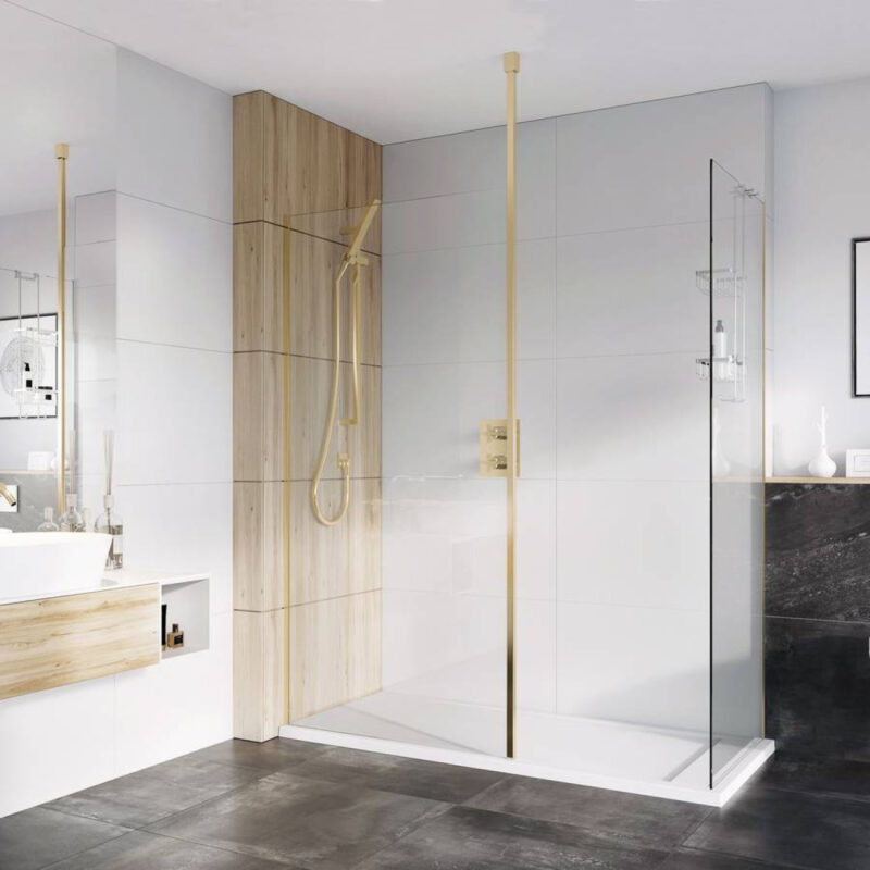 Roman Haven Select 10mm Brushed Brass 1100mm Wetroom Panel