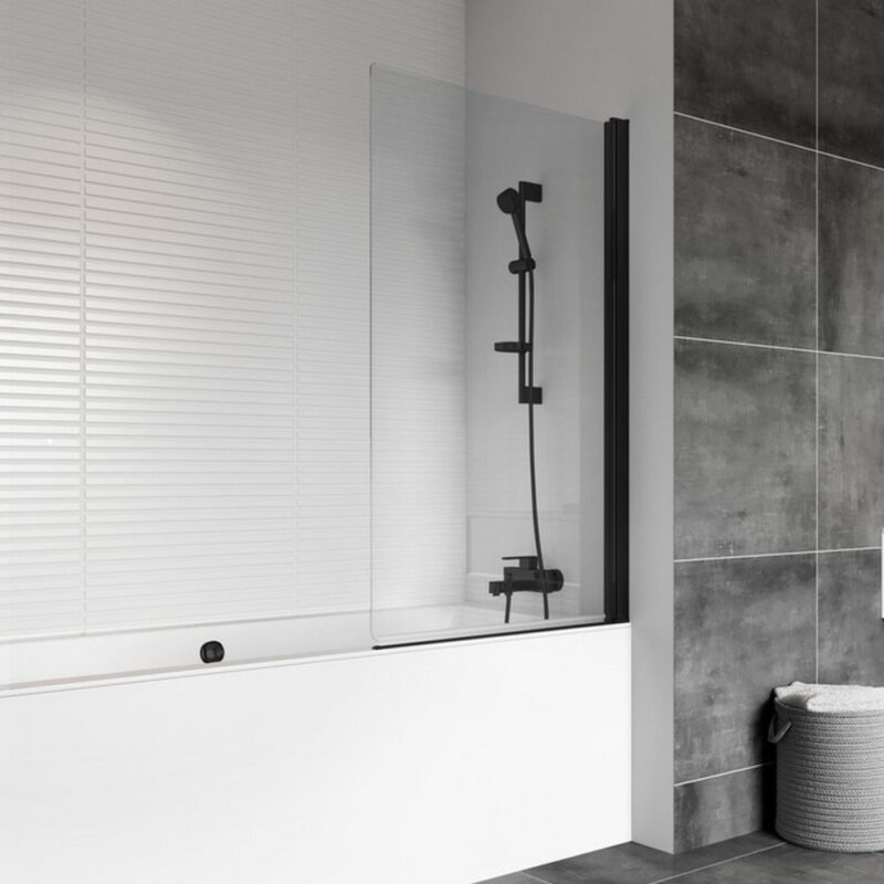 Roman Haven6 Standard Pivoting Bath Screen Black 1500 x 815mm