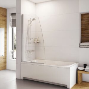 Roman Haven6 1500mm x 850mm Angled Pivoting Bath Screen with Towel Rail Chrome