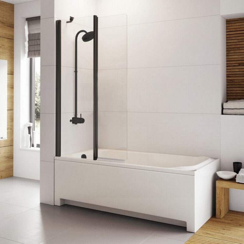 Roman Haven6 Inward Folding Bath Screen Black 1500 x 910mm