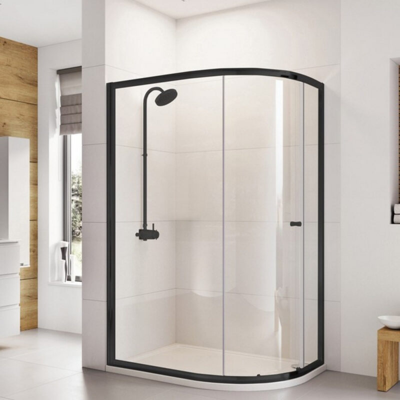 Roman Haven6 Single Door 1000 x 800mm Offset Quadrant Shower Enclosure Black Roman Haven6 Single Door 1000 x 800mm Offset Quadrant Shower Enclosure Black