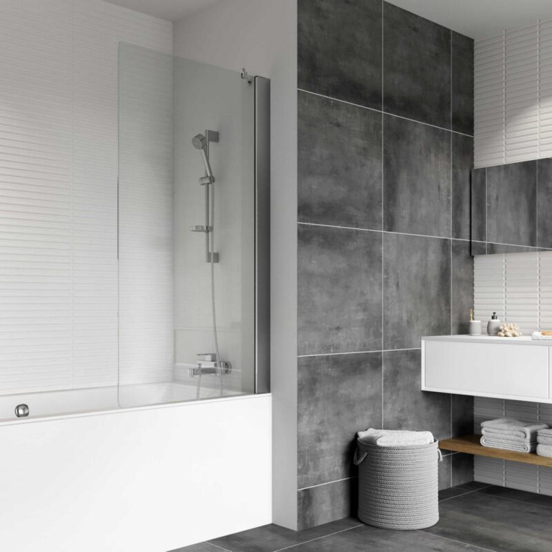 Roman Haven8 1467 x 800mm Fixed Bath Screen Silver Roman Haven8 1467 x 800mm Fixed Bath Screen Silver