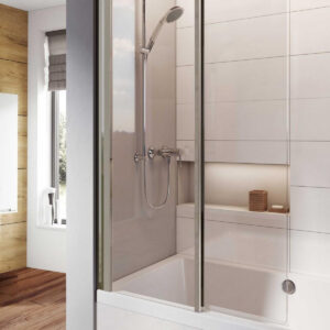 Roman Haven8 Inward Folding Bath Screen Silver 1500 x 910mm