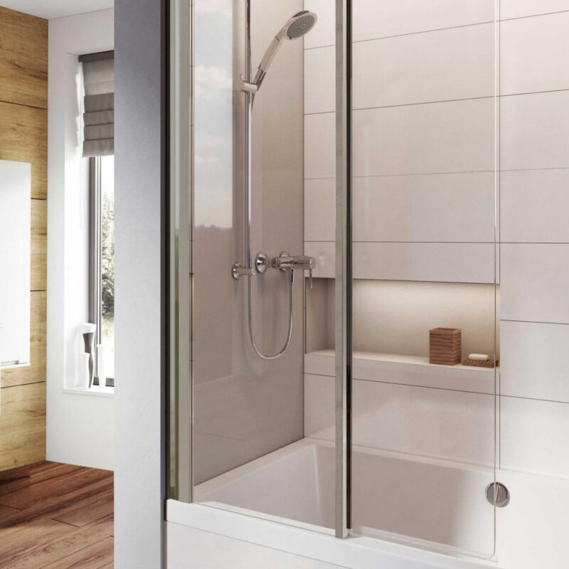 Roman Haven8 Inward Folding Bath Screen Silver 1500 x 910mm Roman Haven8 Inward Folding Bath Screen Silver 1500 x 910mm