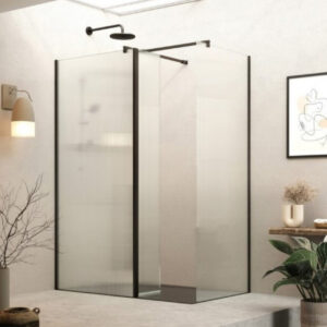 Roman Haven Select 8mm Fluted Glass 1000mm Wetroom Panel Matt Black