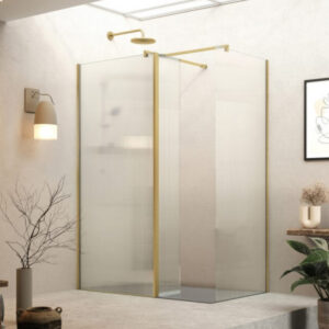 Roman Haven Select 8mm Brushed Brass Fluted Glass 1000mm Wetroom Panel