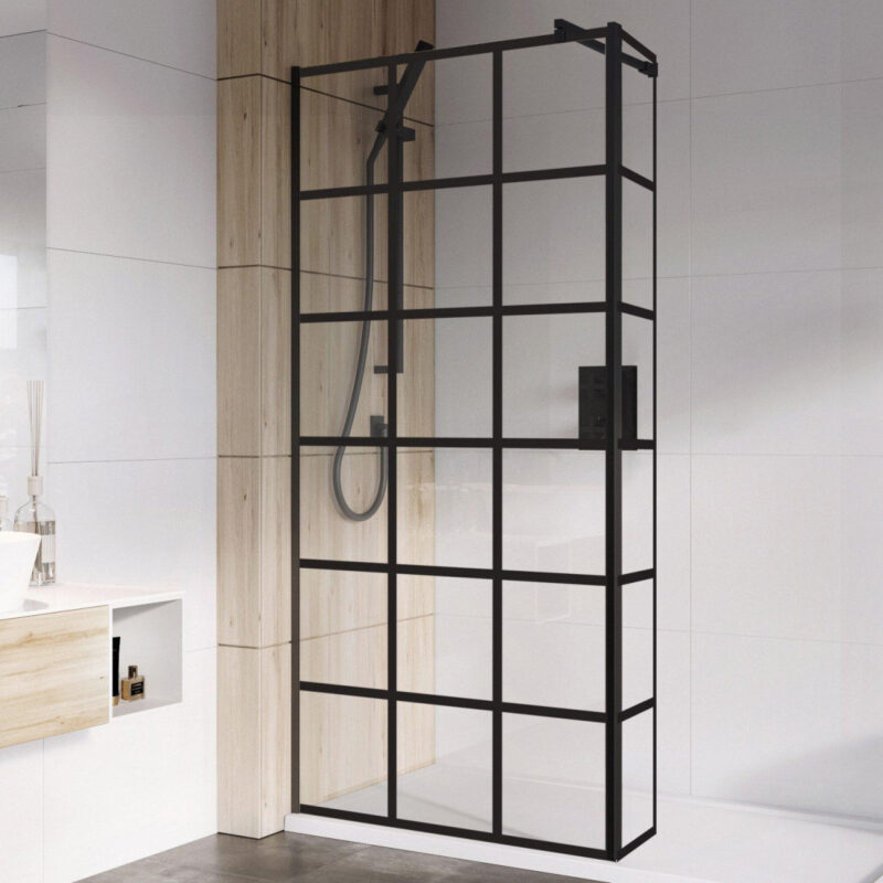 Roman Haven Select 8mm Black Grid 1000mm Wetroom Panel