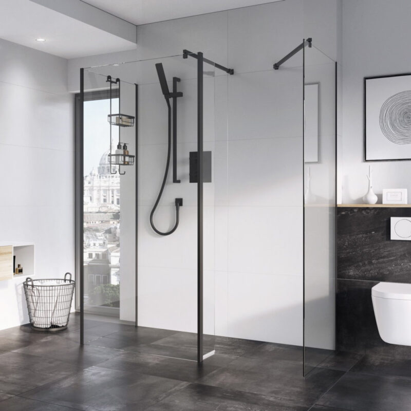 Roman Haven Select 8mm Black 600mm Wetroom Panel