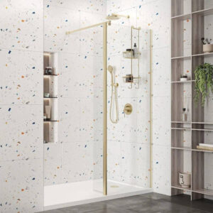 Roman Haven Select 8mm Brushed Brass 600mm Wetroom Panel