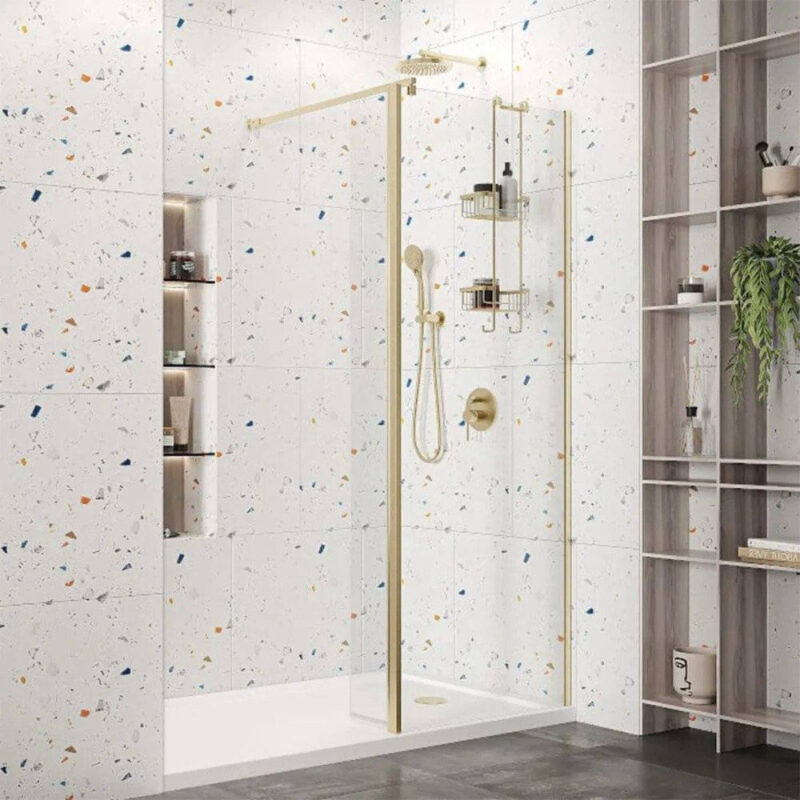 Roman Haven Select 8mm Brushed Brass 600mm Wetroom Panel Roman Haven Select 8mm Brushed Brass 600mm Wetroom Panel