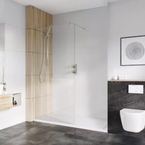 Roman Haven Select 8mm Brushed Nickel 800mm Wetroom Panel