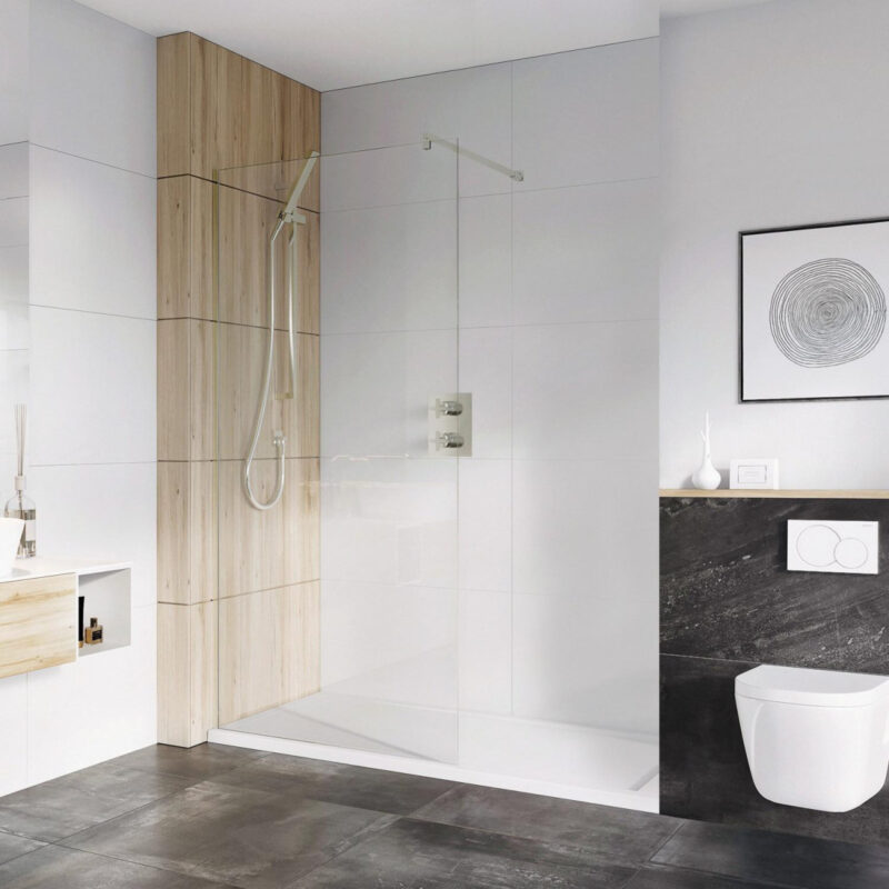 Roman Haven Select 8mm Brushed Nickel 900mm Wetroom Panel Roman Haven Select 8mm Brushed Nickel 900mm Wetroom Panel