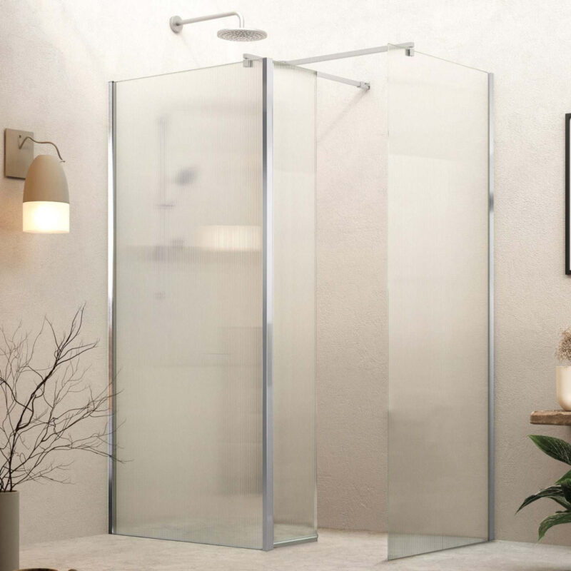 Roman Haven Select 8mm Chrome Fluted Glass 900mm Wetroom Panel