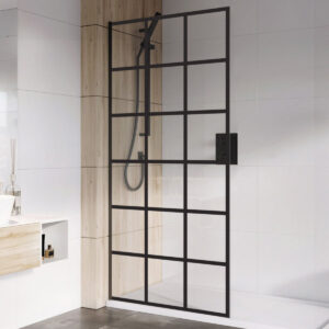 Roman Haven Select 8mm Black Grid 900mm Wetroom Panel