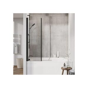 Roman Lumin8 1500mm x 910mm Inward Opening Bath Screen Black