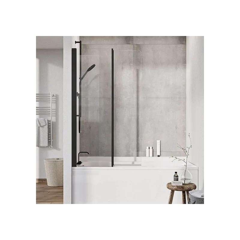 Roman Lumin8 1500mm x 910mm Inward Opening Bath Screen Black Roman Lumin8 1500mm x 910mm Inward Opening Bath Screen Black