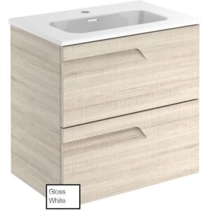 Royo Vitale 600mm Gloss White Slimline 2 Drawer Wall Unit