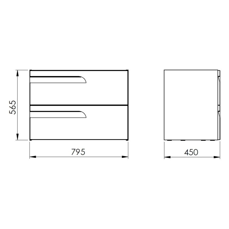 Royo Vitale 800mm 2 Drawer Wall Unit Light Oak
