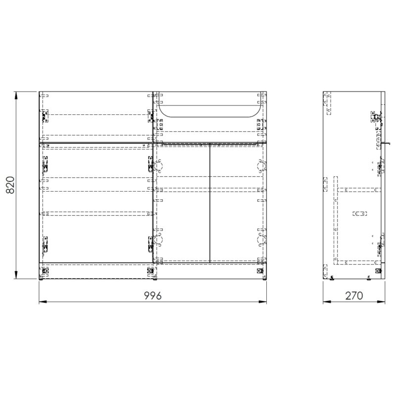 Royo Linea WC Unit & 2 Door Base Unit White Right Hand