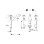 Sagittarius Churchman 3 Hole Basin Mixer