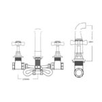 Sagittarius Churchman Wall Mounted 3 Hole Basin Mixer