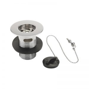 1 1/2" Belfast Slotted Sink Waste with Black Rubber Plug and 18" chain 