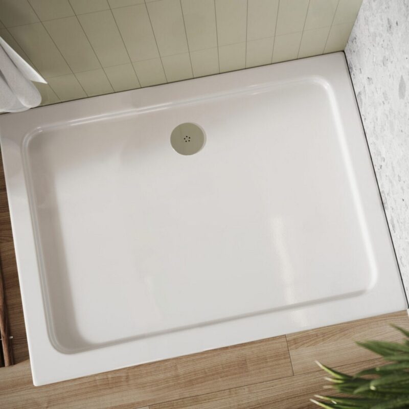Scudo Eco Stone 1000 x 700mm Rectangular Shower Tray White