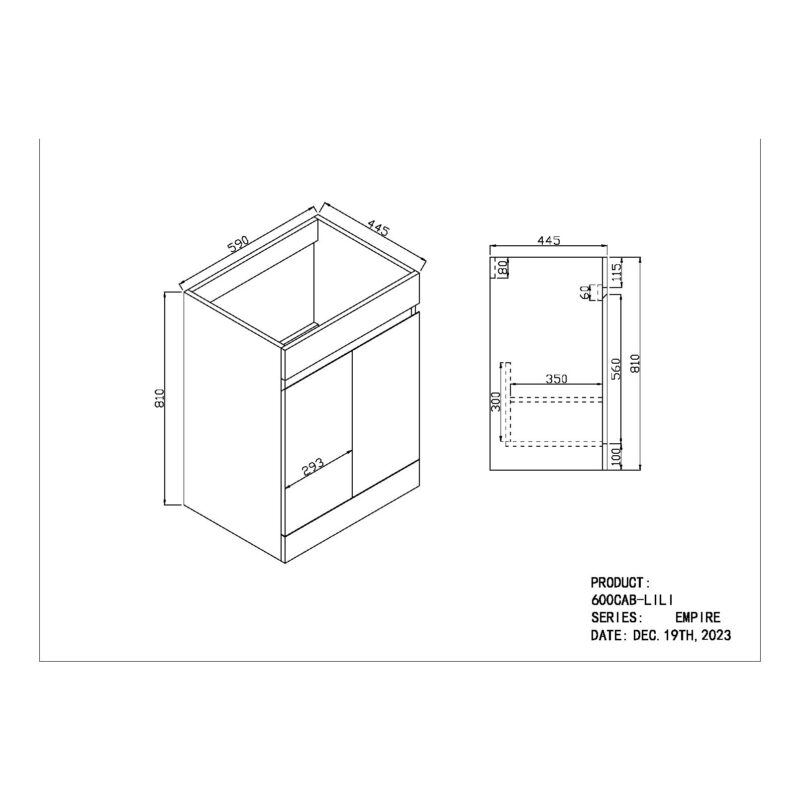 Scudo Empire 1100mm Left Handed Furniture Pack Matt Anthracite