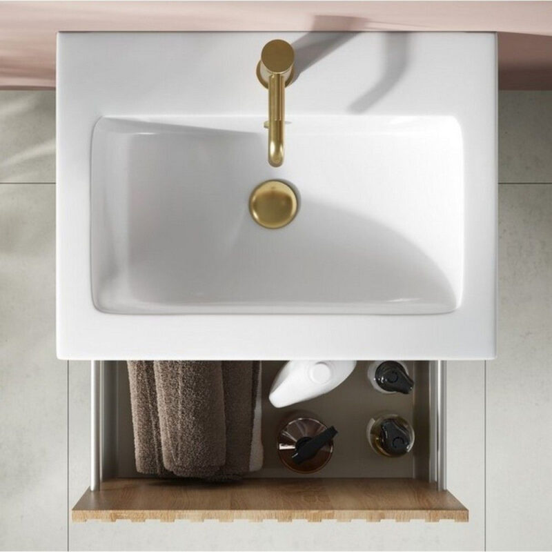 Scudo Alfie 600mm Vanity Unit, Basin & Fluted Drawer Sonoma Oak