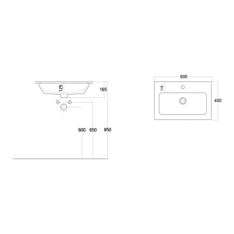 Scudo Alfie 600mm Vanity Unit, Basin & Fluted Drawer Sonoma Oak