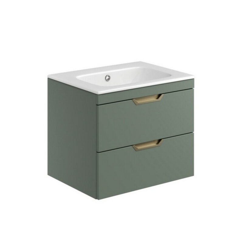 Scudo Aubrey 600mm Wall Mounted Vanity Unit & Basin Reed Green Scudo Aubrey 600mm Wall Mounted Vanity Unit & Basin Reed Green