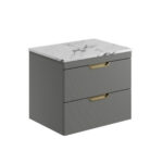 Scudo Aubrey 600mm Wall Mounted Vanity Unit with Worktop Dust Grey