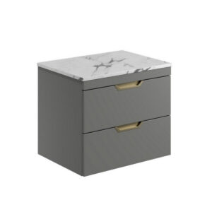 Scudo Aubrey 600mm Wall Mounted Vanity Unit with Worktop Dust Grey