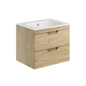 Scudo Aubrey 600mm Wall Mounted Vanity Unit & Basin Davos Oak