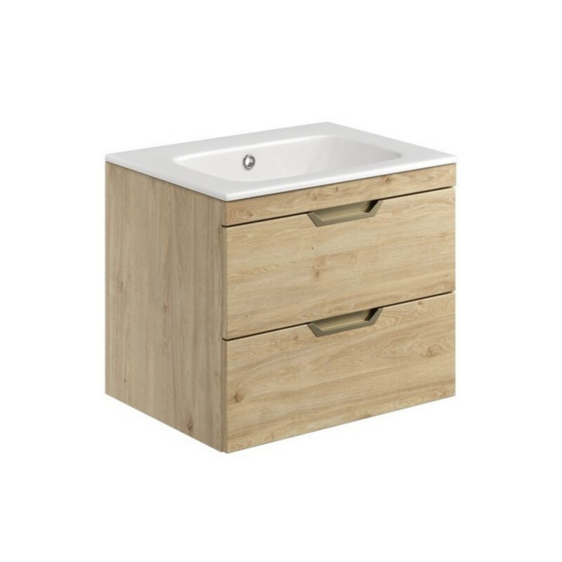 Scudo Aubrey 600mm Wall Mounted Vanity Unit & Basin Davos Oak Scudo Aubrey 600mm Wall Mounted Vanity Unit & Basin Davos Oak
