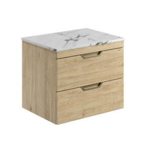 Scudo Aubrey 600mm Wall Mounted Vanity Unit with Worktop Davos Oak