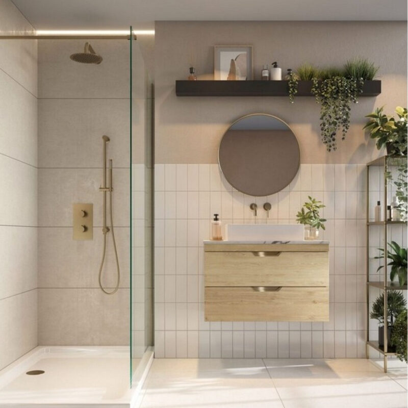 Scudo Aubrey 600mm Wall Mounted Vanity Unit with Worktop Davos Oak